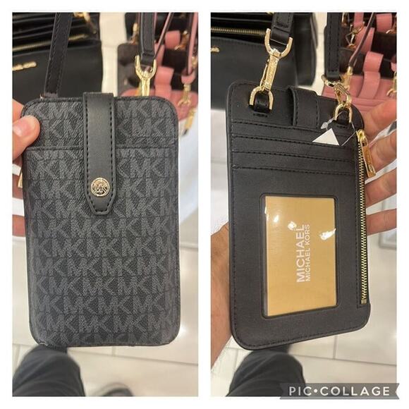 Michael Kors Handbags - Michael Kors JST MK Logo Smart phone crossbody with Card Holder Black